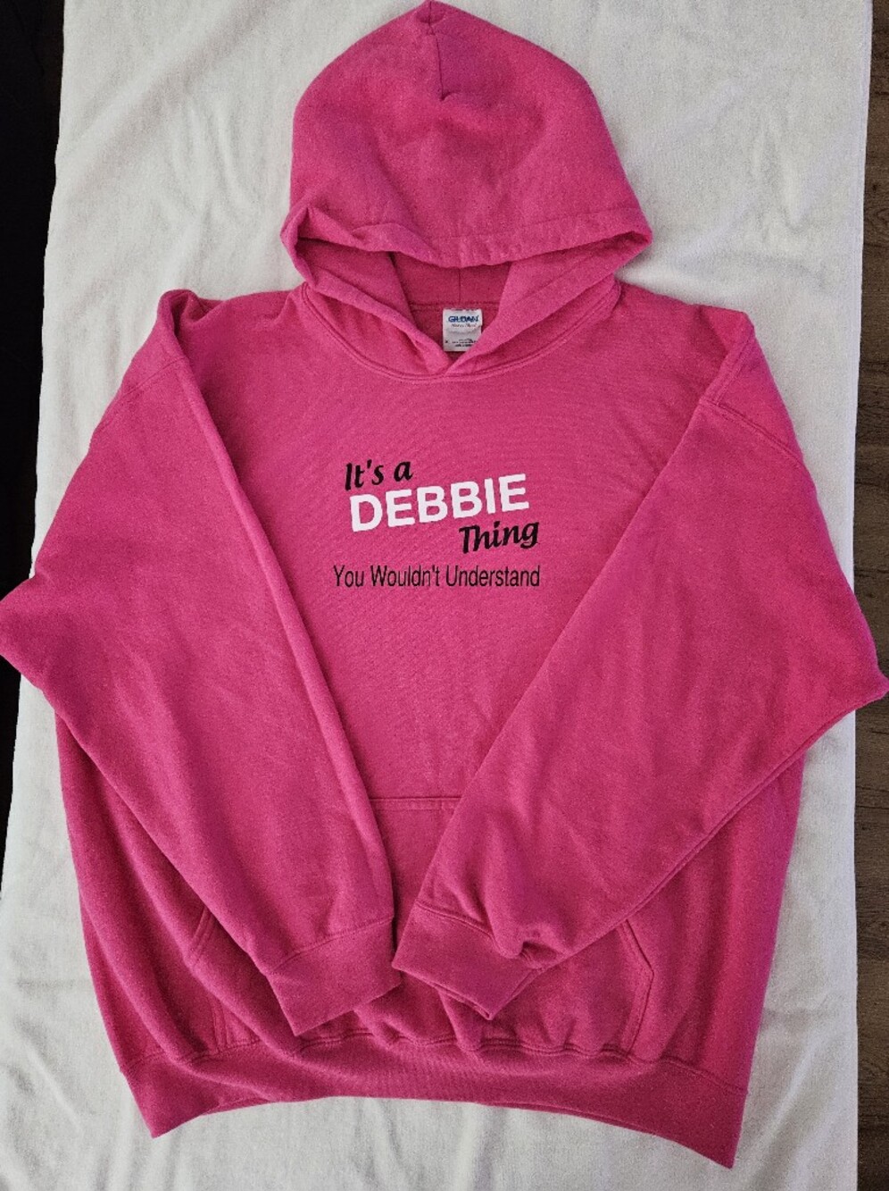 Gildan Heavy Blend Pink "It's A Debbie Thing" Graphic Hoodie Size XL